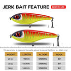 Musky jerkbaits afundamento lento slider iscas 90mm/105mm som alto crankbaits westin isca jerkbait pesca — foto 3