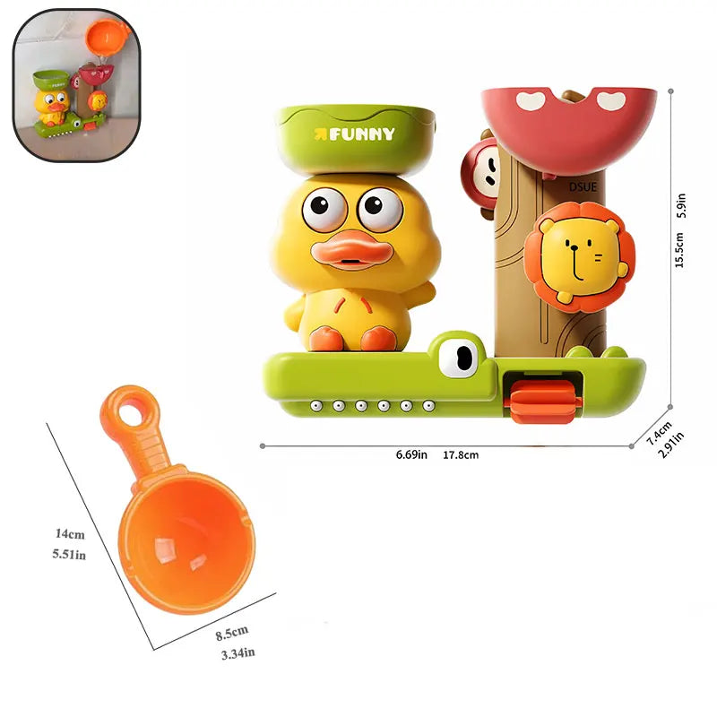 Brinquedo de banho do bebê jogar água em forma de pato/flor leão waterwheel crianças diversão na banheira — foto 1