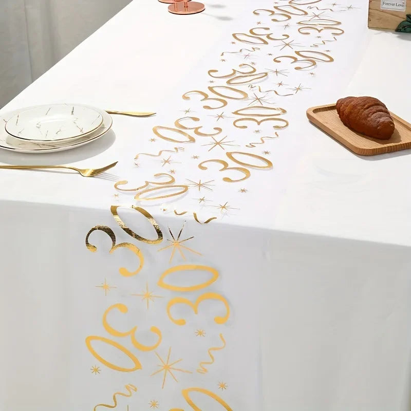 20th 30th 60th aniversário corredor de mesa decoração para 20 30 60 aniversário mesa festa suprimentos 3m — foto 2