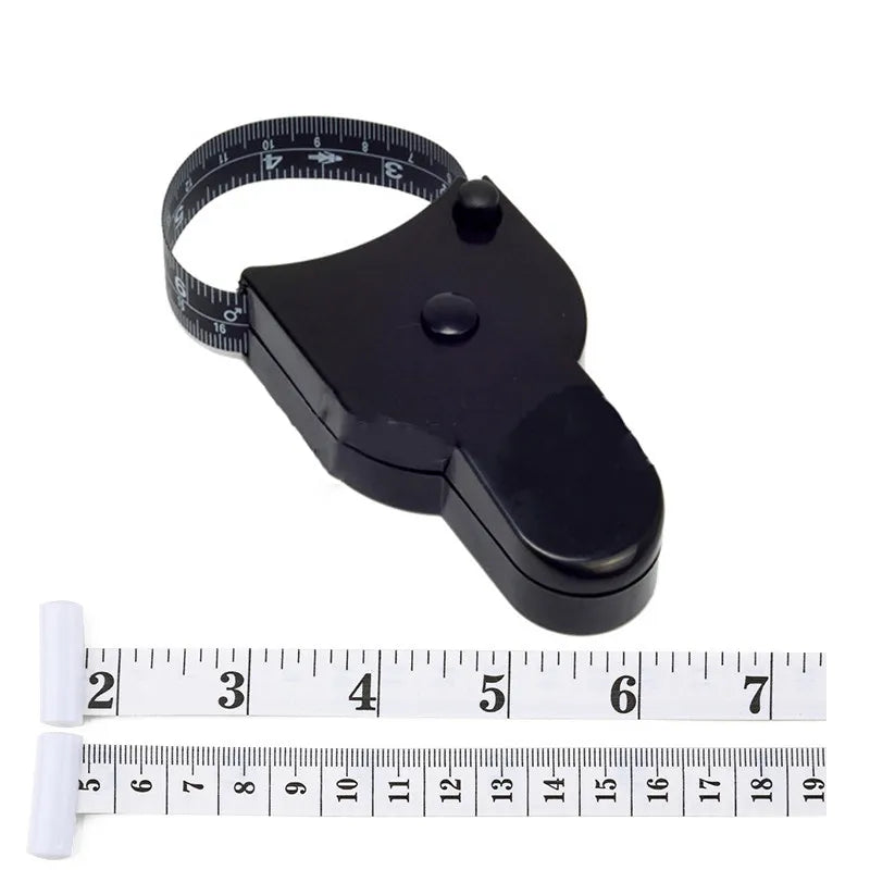 Régua de fita métrica corporal auto-aperto, 150cm/60 tamanhos, costura, alfaiate - Preto polegadas e cm — foto 2