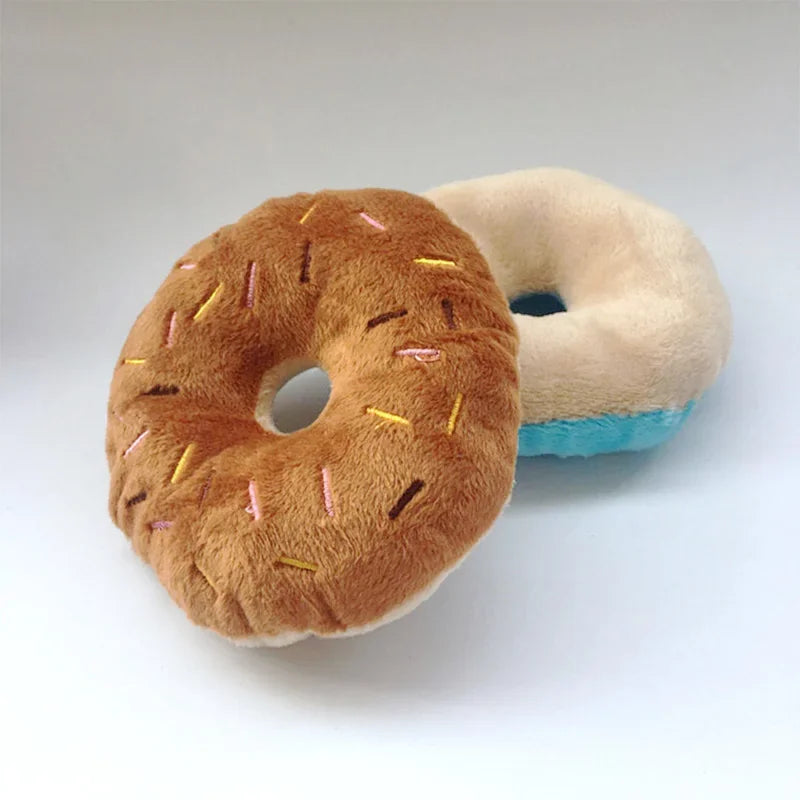 Cão macio donuts de pelúcia brinquedos para cães de estimação mastigar brinquedo bonito filhote de cachorro — foto 4