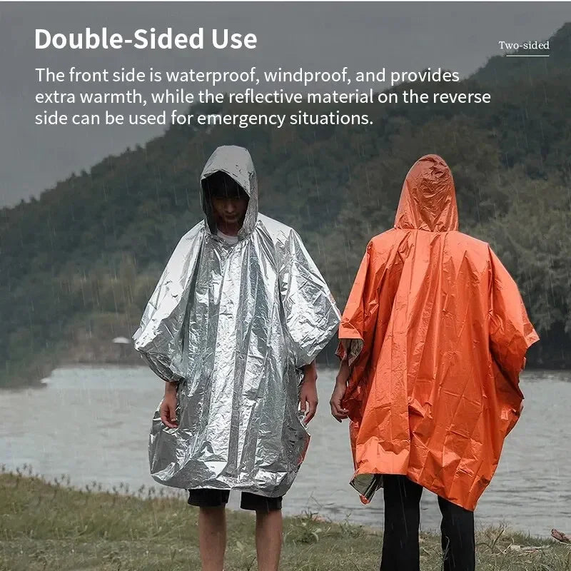 Poncho capa de chuva impermeável de emergência 100x130 cm — foto 4
