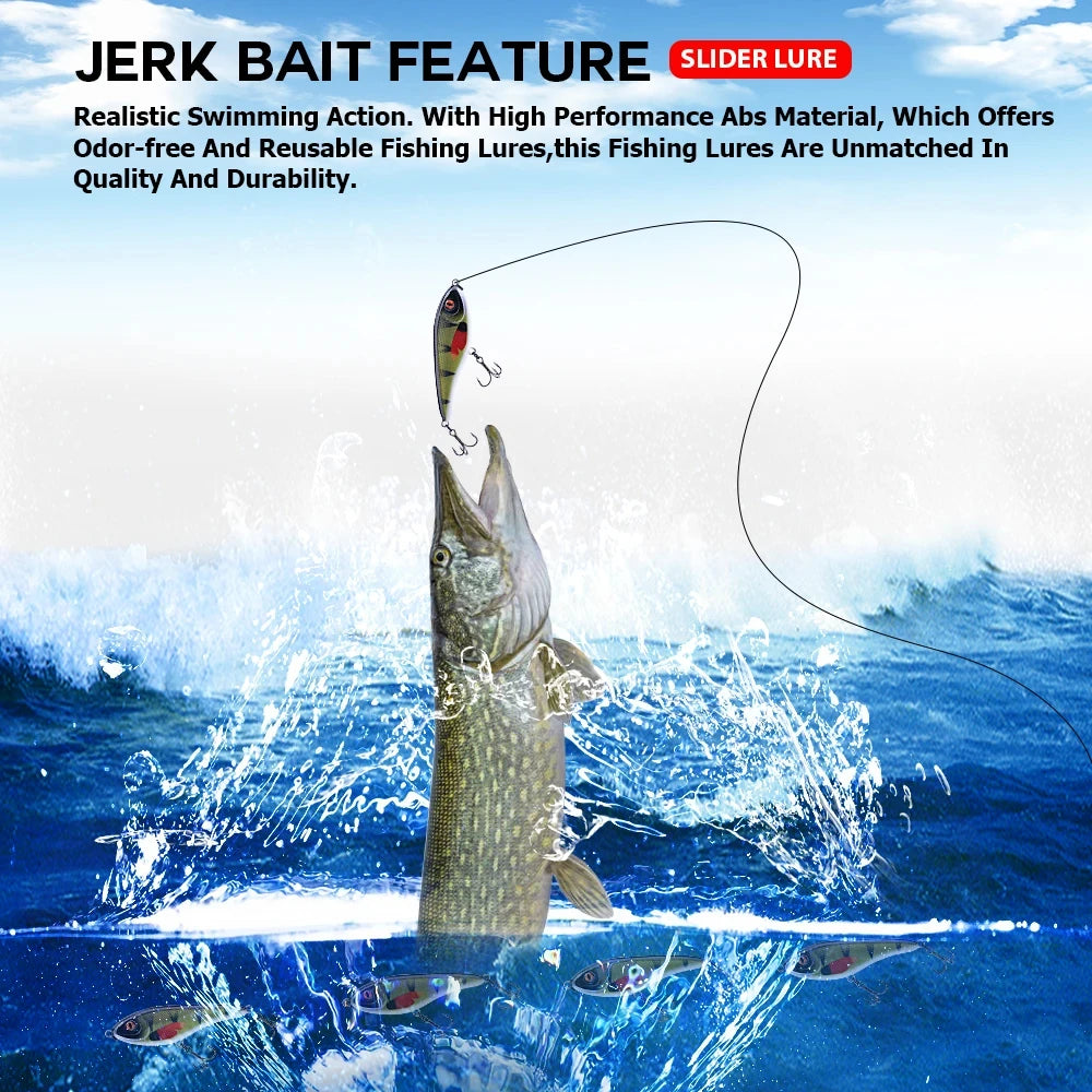 Musky jerkbaits afundamento lento slider iscas 90mm/105mm som alto crankbaits westin isca jerkbait pesca — foto 5