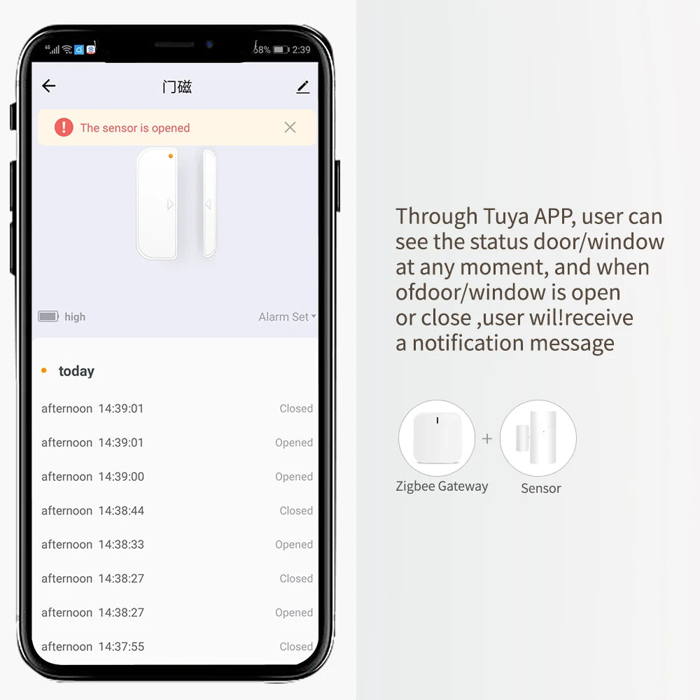 Sensor de Porta e Janela Inteligente Tuya WiFi, Detector de Contato Sem Fio para Automação Residencial — foto 5