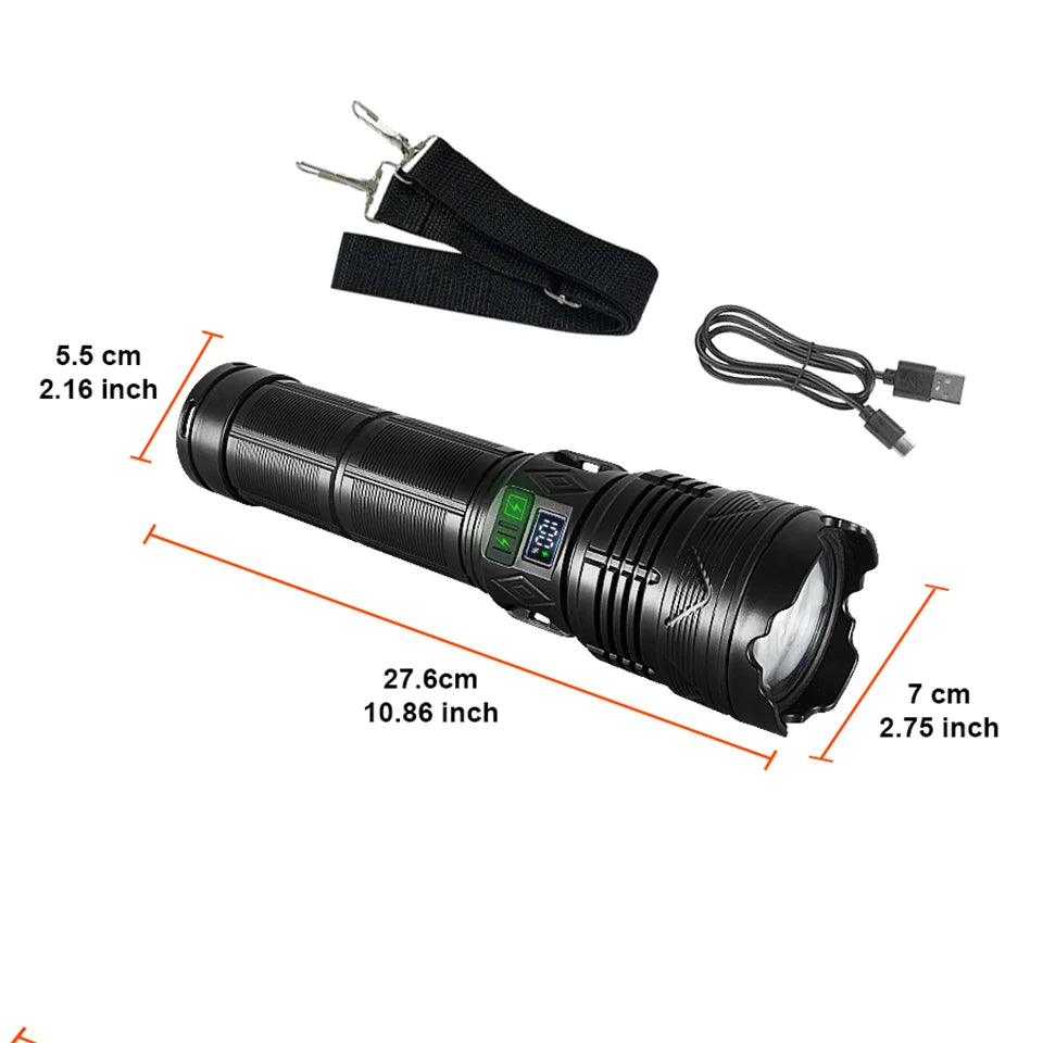 Lanterna LED tática recarregável de 15000 mAh, super brilhante — foto 3