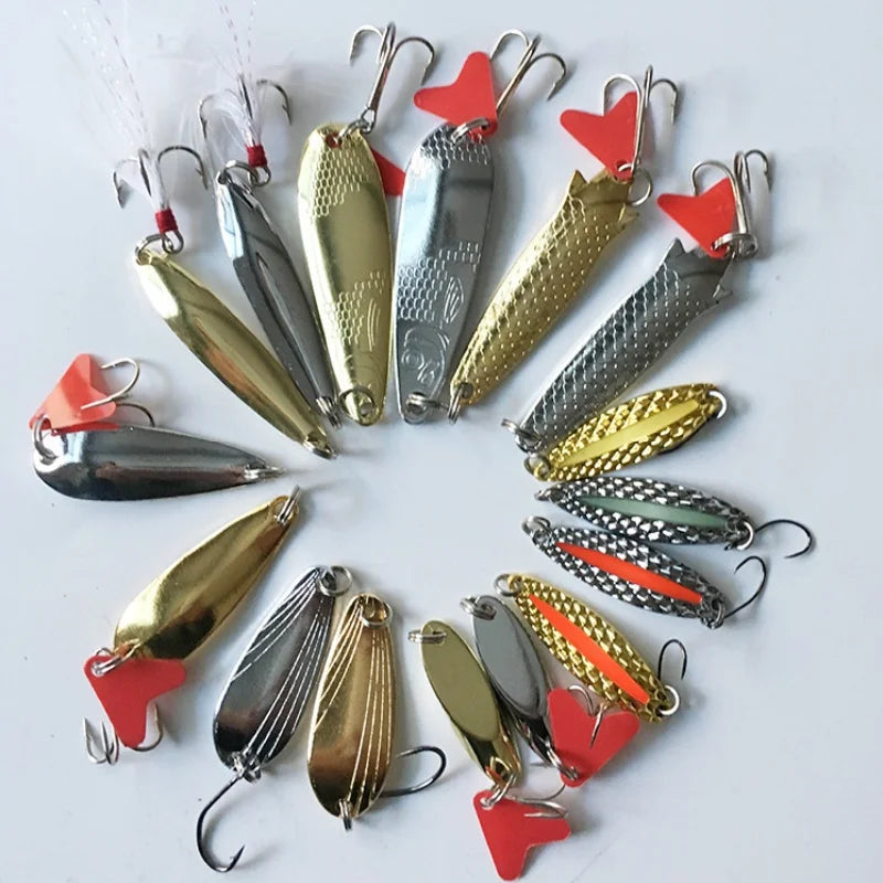 Kit de Iscas de Pesca com 16 Peças, Conjunto de Iscas de Metal para Trolling e Jigging — foto 3