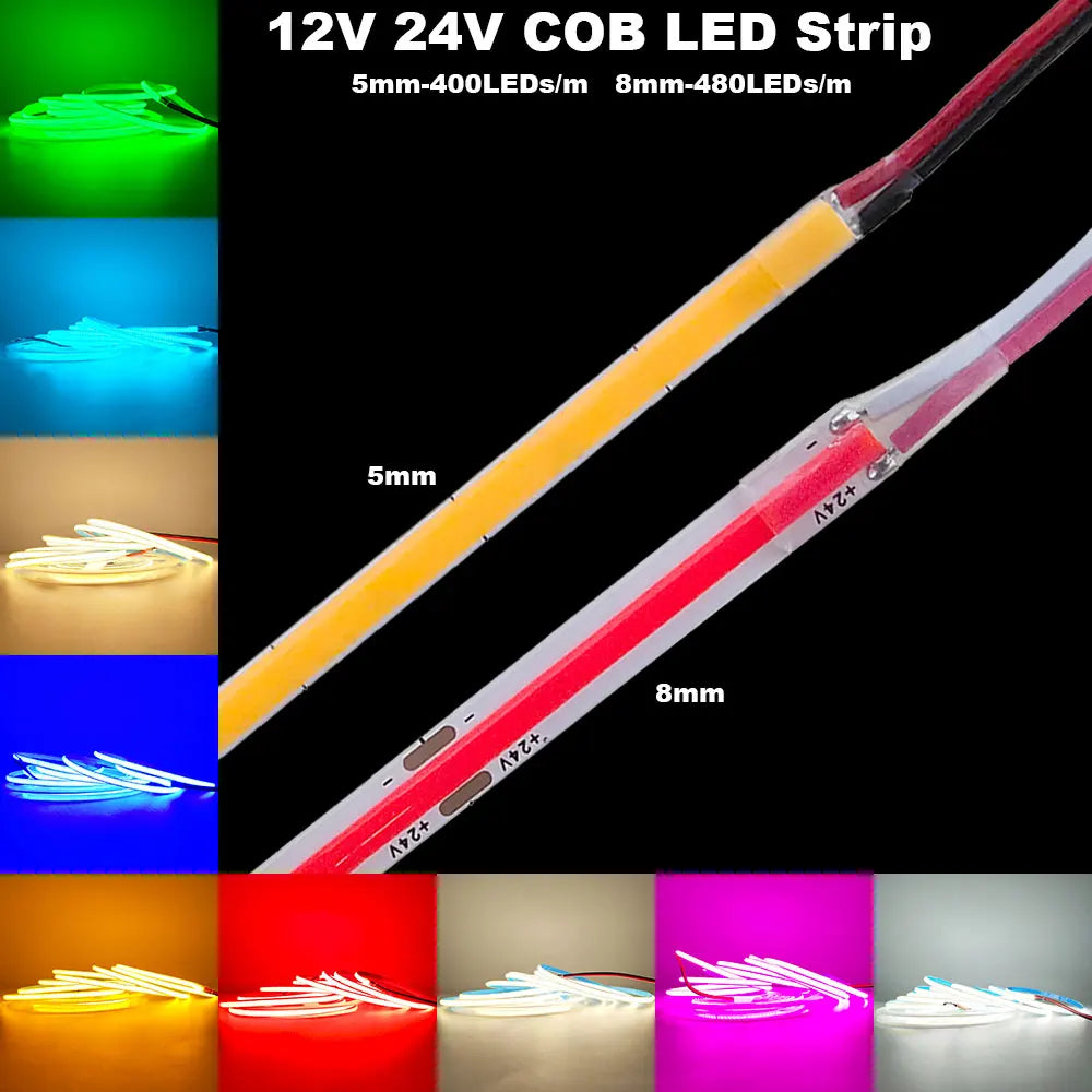 Fita LED COB Flexível 24V 400 LEDs/m 5mm Branco Natural 4000K 0.5m — foto 3