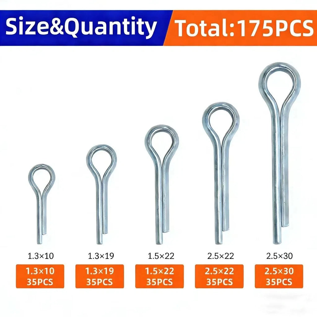 Sliver Split Pins para fixações de algodão, aço zincado, Hard Case Link, tamanhos sortidos, alta qualidade — foto 2