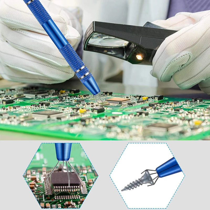 Extrator de chip ic de 4 garras, ferramenta removedora de peças de precisão - Azul — foto 3