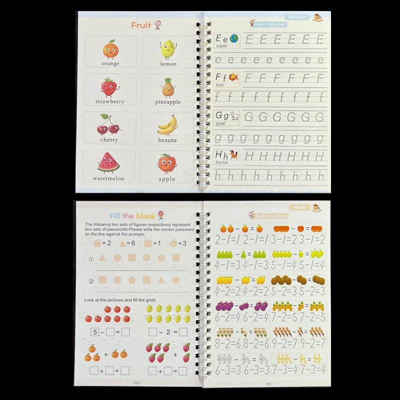 Sank magia prática copybook caneta pré-escolar crianças caligrafia inglês versão livre limpeza crianças — foto 3