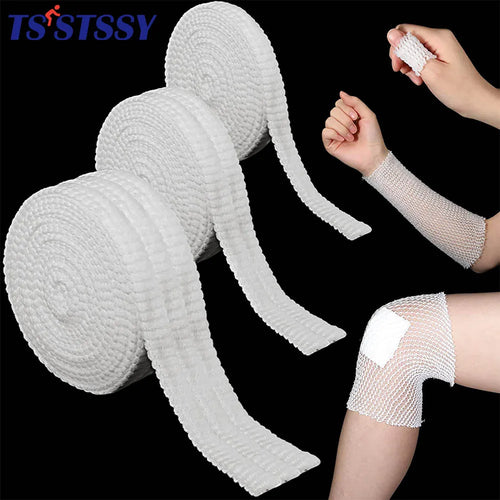 1 rolo de bandagem tubular de rede, malha elástica, curativo para feridas, gaze, bandagem respirável — foto 2