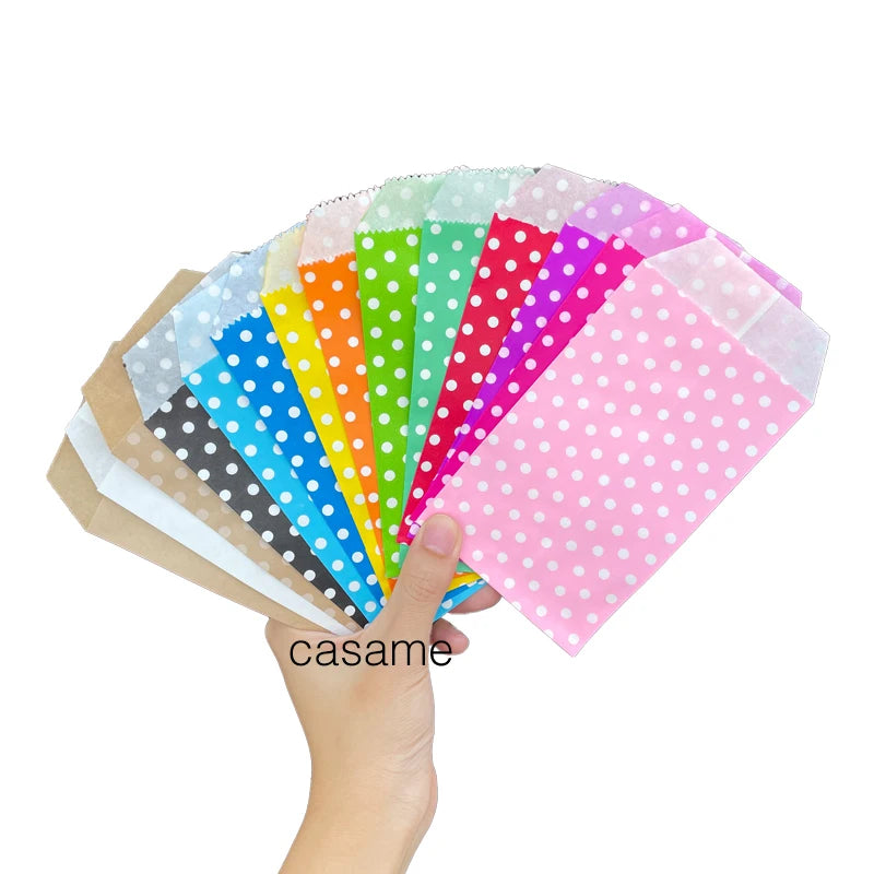 10/25/50 pçs saco pequeno bolsa mini dot sacos de papel kraft festa de casamento convite cartões de papel — foto 2