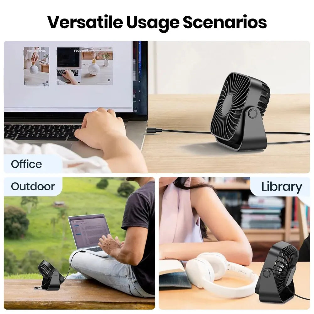 Ventilador de mesa portátil USB de 4 polegadas, preto — foto 6