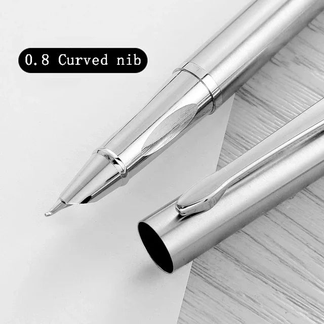 Caneta-tinteiro de Metal de Luxo com Ponta Curva 0.38/0.8/1.3mm para Estudantes, Escrita, Arte Escolar — foto 1