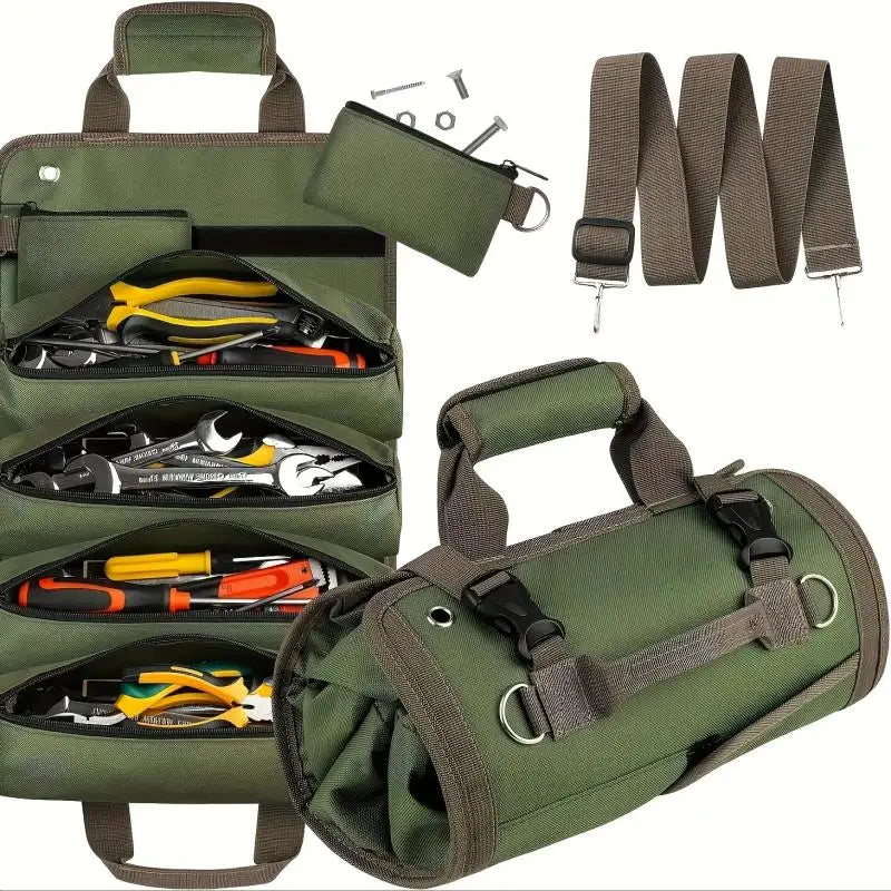 Multi-purpose saco de ferramentas de alta qualidade profissional multi bolso ferramentas de ferragem - Caqui — foto 2