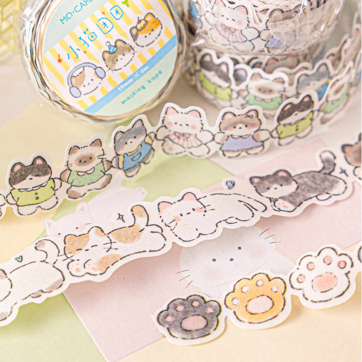 Fita Adesiva de Gato de Desenho Animado Fofo 2m/rolo para Decoração de Scrapbook, Álbum, Envelope — foto 2