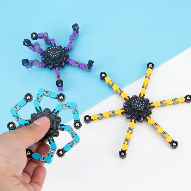 Brinquedo anti-stress fidget spinner em corrente deformável, amarelo — foto 4
