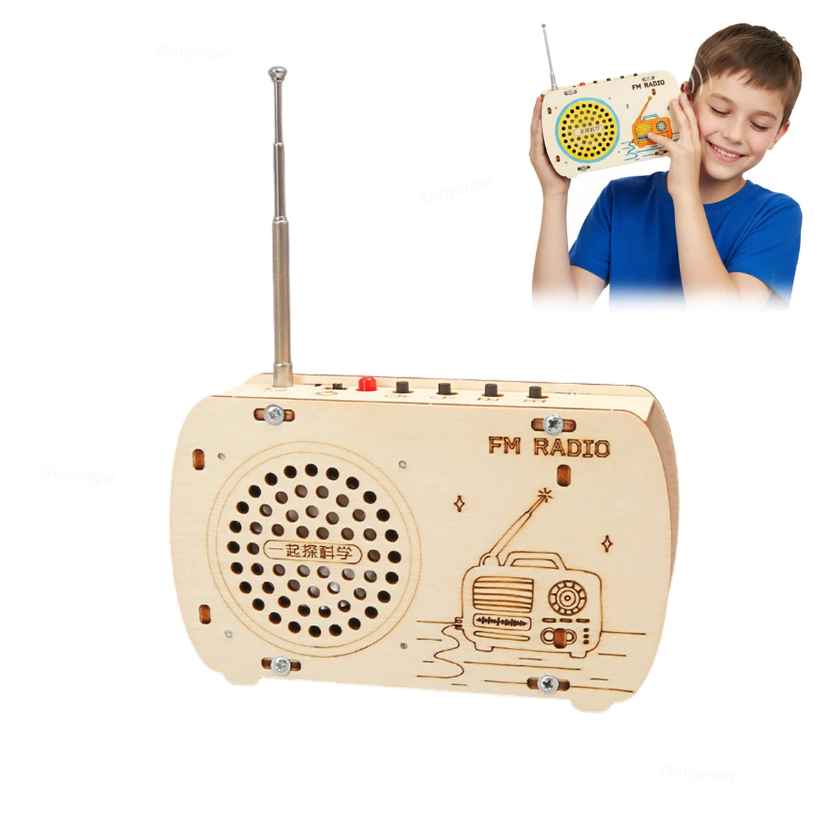 Kit de Rádio de Madeira DIY Retro FM, Brinquedo Educacional STEM, Kit de Experimentos Científicos — foto 1
