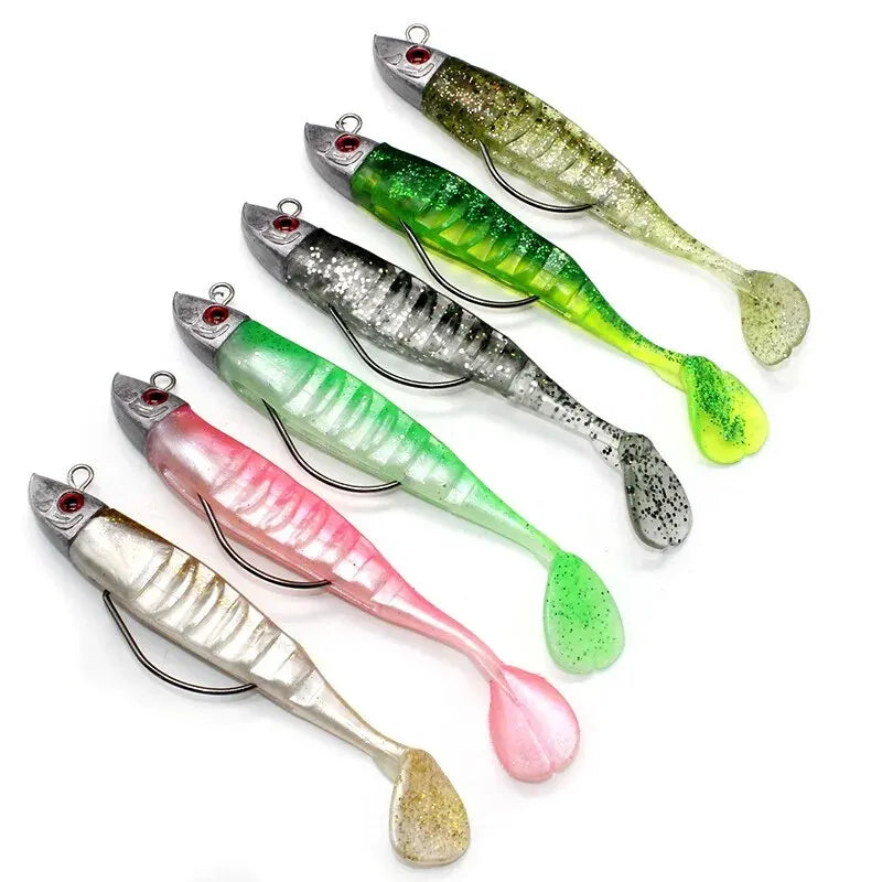 Isca macia de pesca tipo gabarito com gancho barbado, 10 cm — foto 2