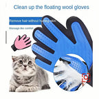 Luva Removedora de Pelos para Cães e Gatos, Escova Massageadora para Higiene e Limpeza - Azul esquerdo — foto 5