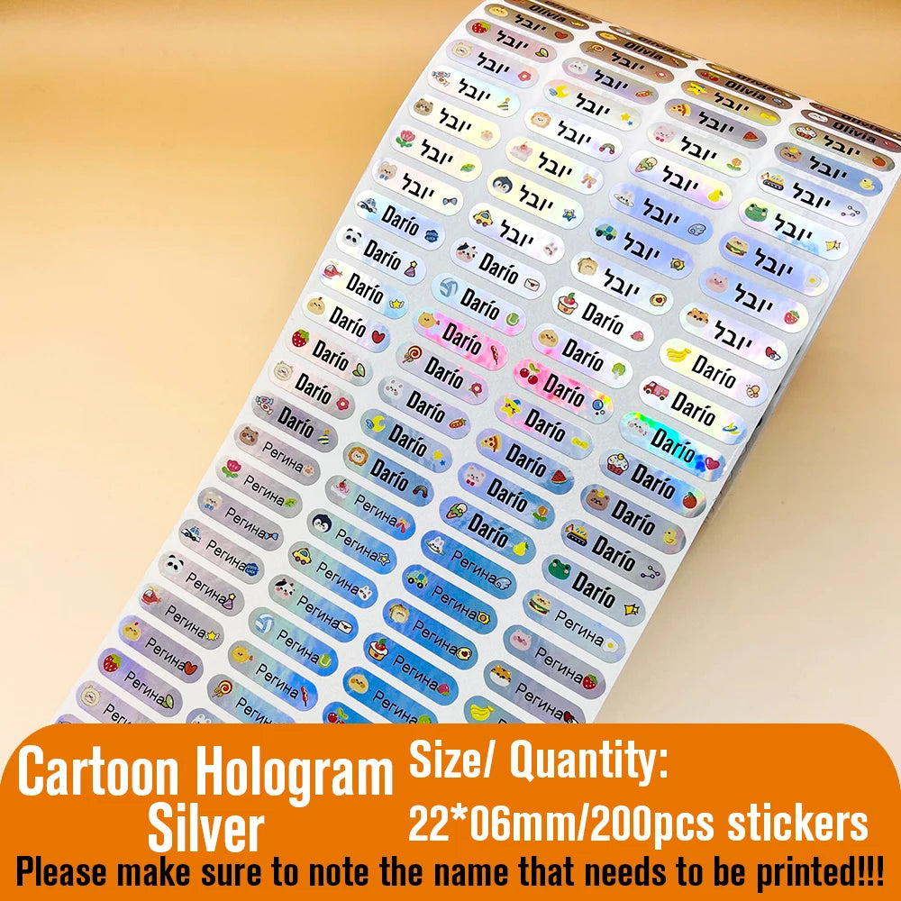 Etiqueta de nome personalizada à prova d'água, adesivos kawaii, decalques — foto 2