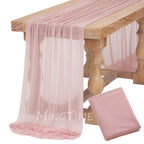 Caminho de Mesa Suave em Gaze Rosa Blush, Estilo Rústico Boho Natural, para Decoração de Casamento, Festa — foto 2