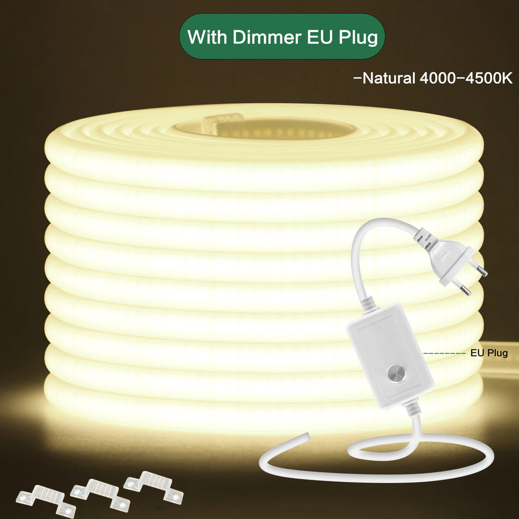 Fita LED COB 220 V com dimmer, 288 LED/m, 0,5 m — foto 3