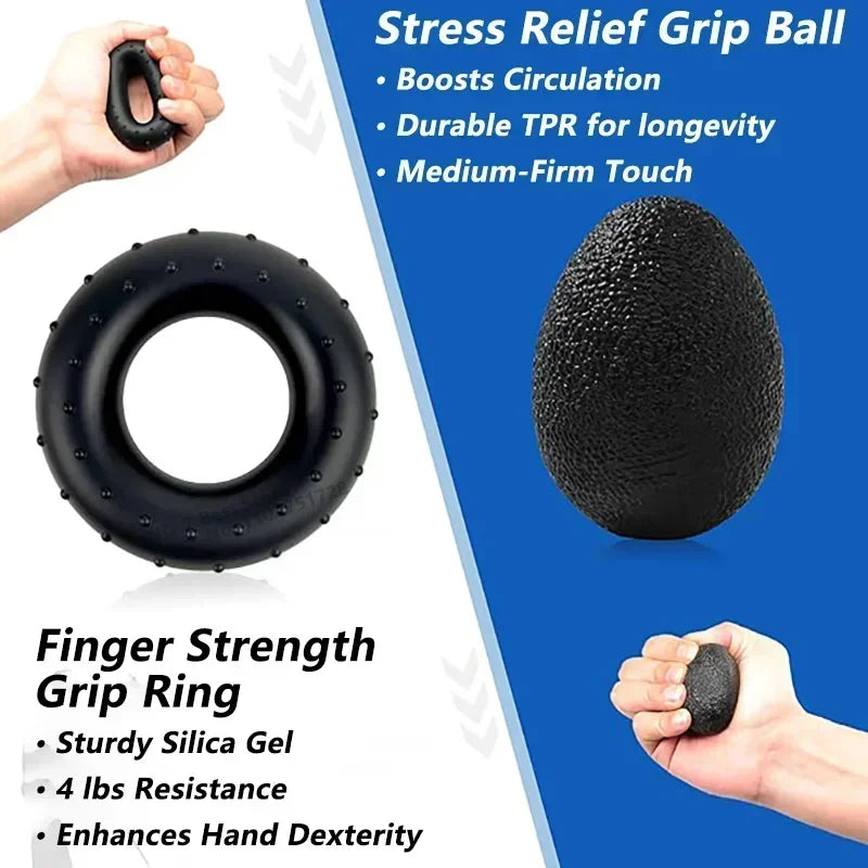 Treinador de Força de Preensão Ajustável de 5-60Kg com Exercitador de Dedos - Finger Ex cinzento preto — foto 4