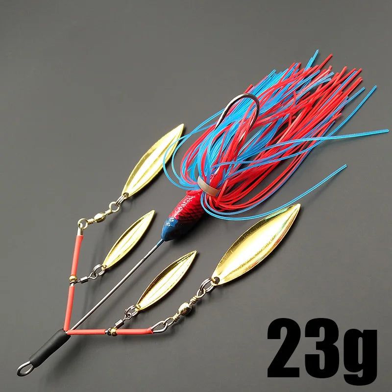 Spinner iscas duro isca de pesca 23g barulhento buzz lâmina rotativa bolha vibração tandem rotação - Azul — foto 2