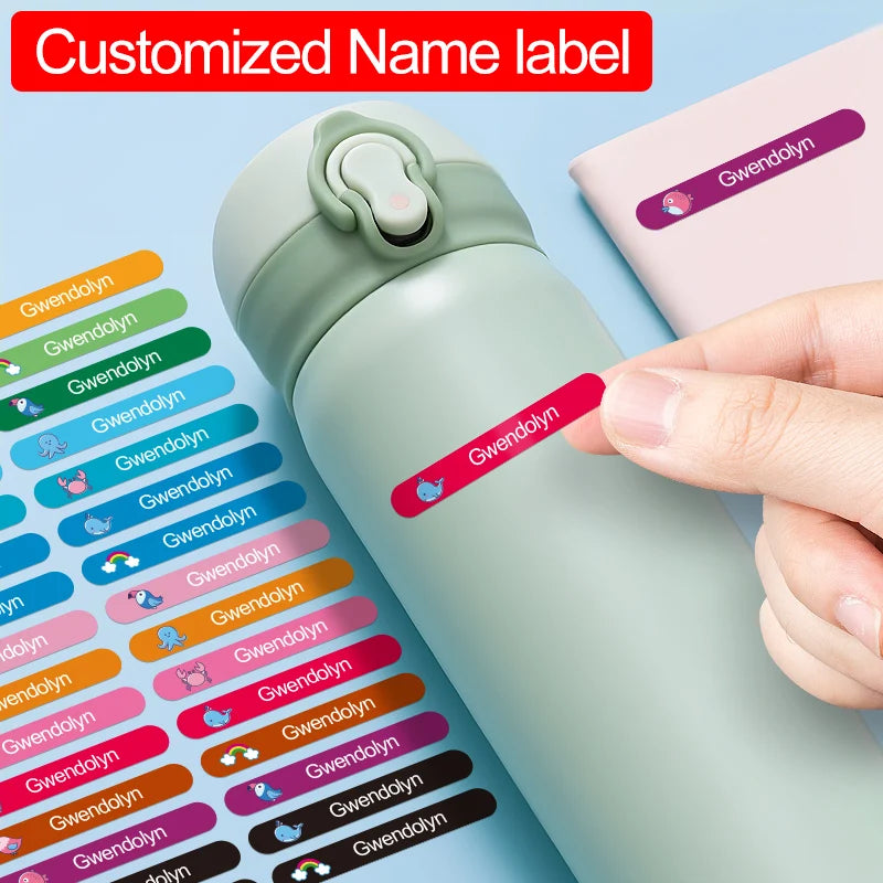 Etiquetas de nome personalizadas para material infantil – Adesivos à prova d'água personalizados — foto 2