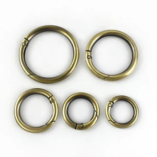 10 pçs 10-38mm metal o anel primavera fechos openable redondo mosquetão snap gancho chaveiro saco clipes diy — foto 1