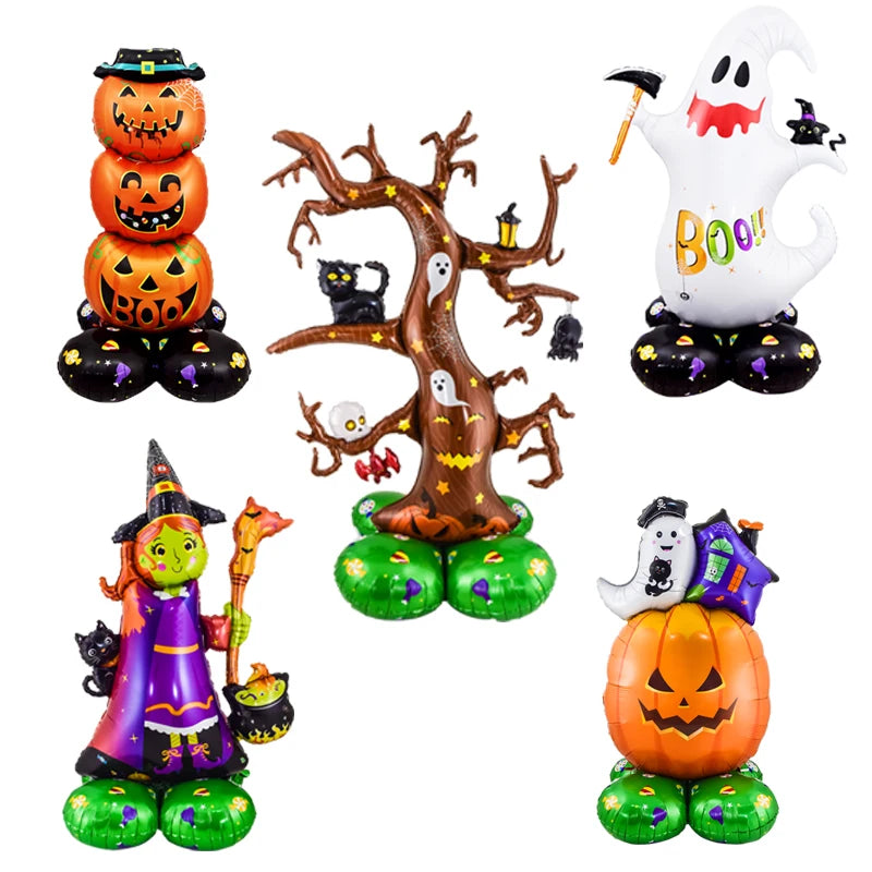 Conjunto de Balões Gigantes para Festa de Halloween com Formato de Fantasma, Caveira, Abóbora, Árvore e Mago — foto 1