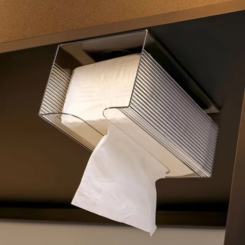 Suporte de caixa de tecido acrílico, fixado na parede, transparente - Cinza claro — foto 3