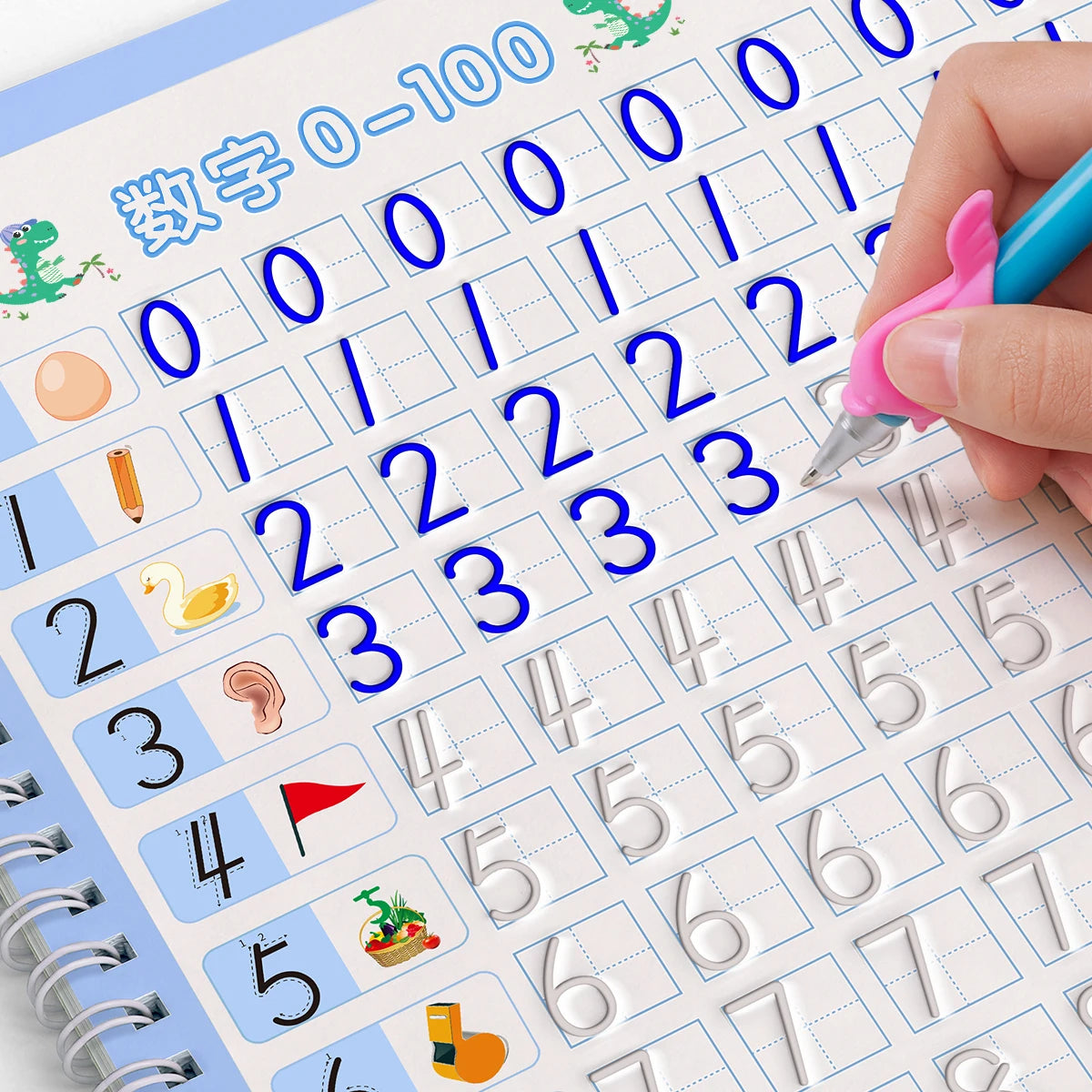 Crianças reutilizáveis 3d copybook para caligrafia números escrita copybooks aprendizagem matemática escrita — foto 2