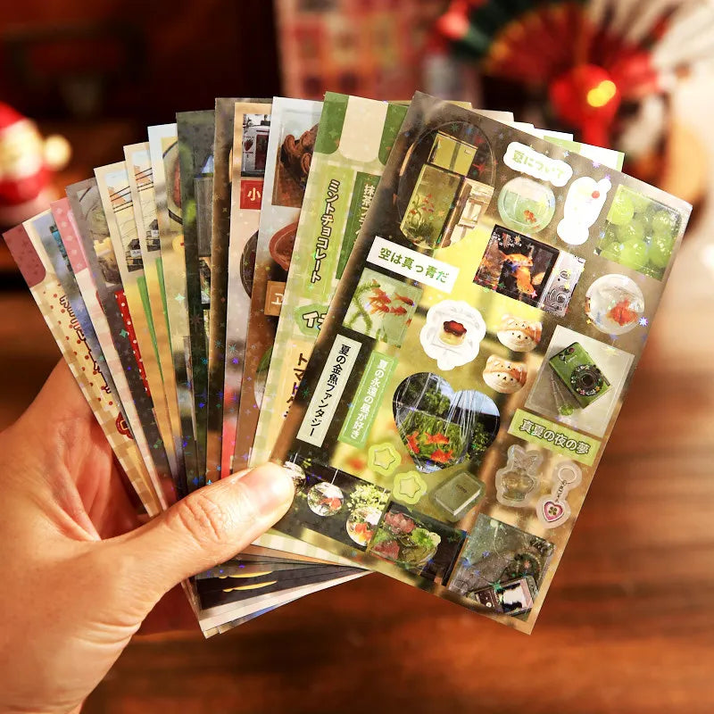 30 folhas kawaii japonês estilo showa cozinha glitter filme die-corte adesivo livro diy artesanal scrapbook — foto 2