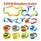 2 pçs arco-íris círculo emaranhado corda torção brinquedo fidget-terapia sensorial autismo anti estresse — foto 1