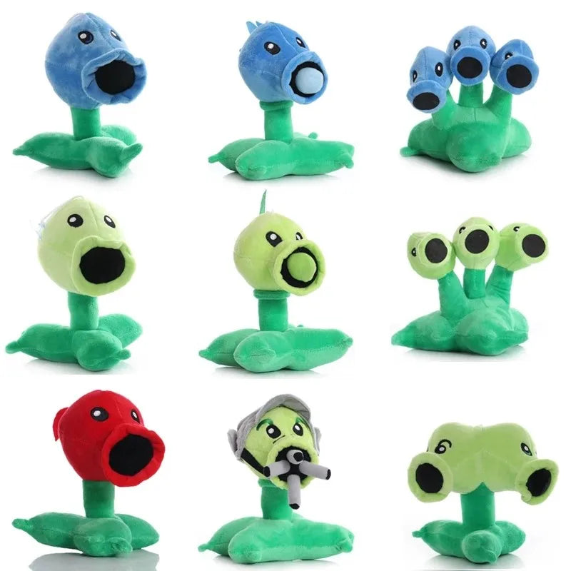Brinquedo de Pelúcia Plants VS Zombies Peashooter de 18cm, Boneco Fofo Snow Pea Threepeater — foto 2