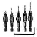 Carpintaria Hexagonal Shank Cabeça Escareada Broca 5 peças Perfuração Chanfro Buraco Opener Set - Prata — foto 1