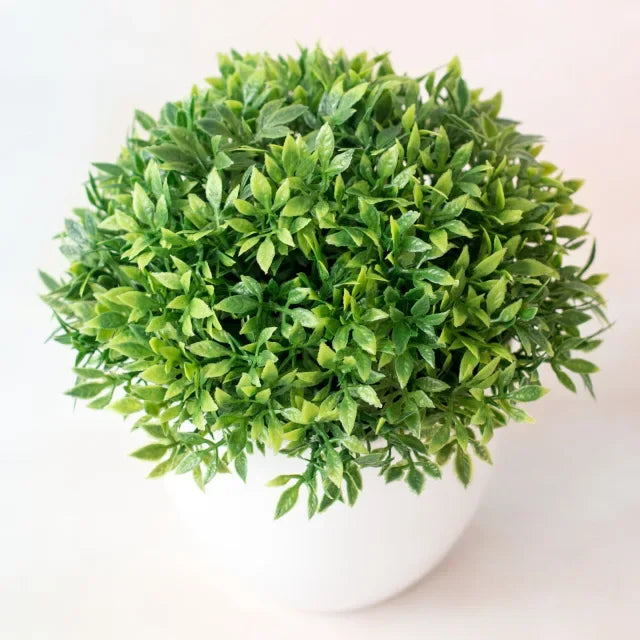 Bonsai Verde Em Vaso Artificial Pequena Árvore, Flores Falsas, Enfeites - Zhuoyecao verde — foto 2
