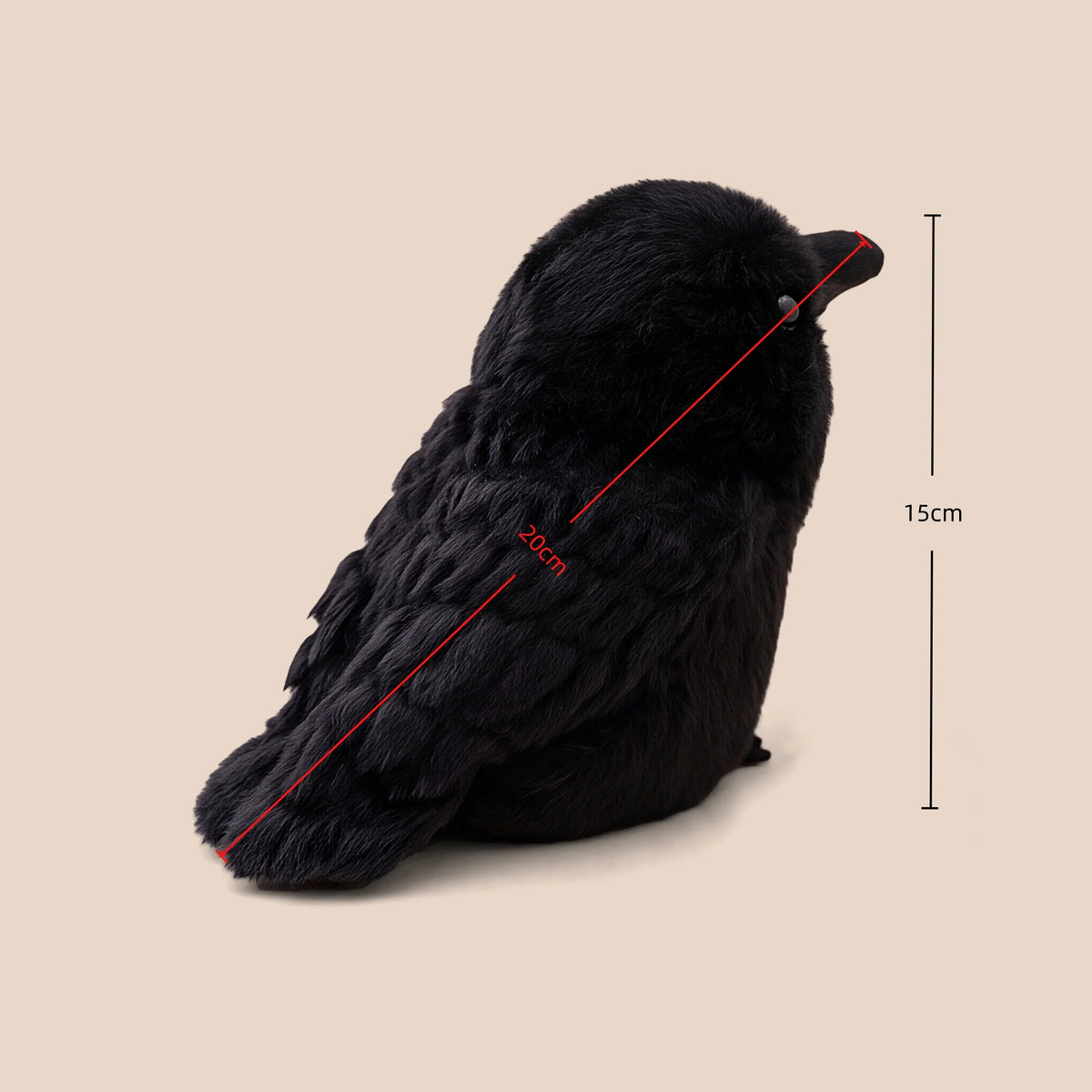 Brinquedo de Pelúcia Corvo Preto Kawaii de 10cm e 20cm, Animal de Pelúcia Realista - 20x15cm — foto 2