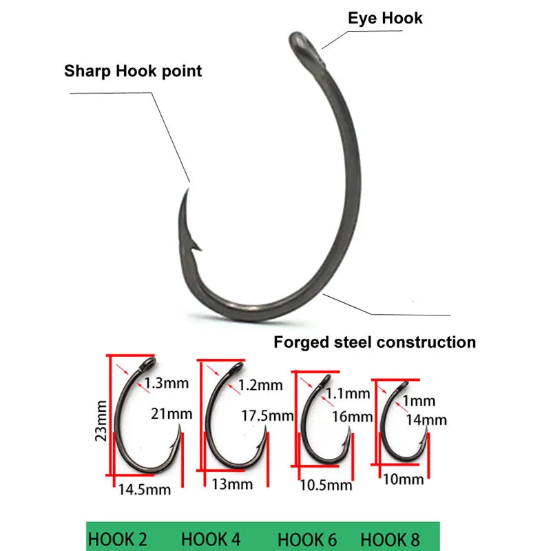 6 pçs acessórios de pesca da carpa equipamento de cabelo conjunto de gancho de pesca pronto - Hook tamanho 8 — foto 5