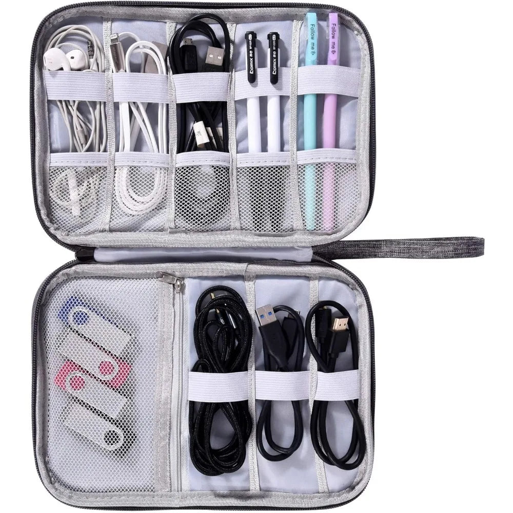 Impermeável Electronics Storage Bag, Bolsa de transporte, Travel Bag, Universal Cable Organizer - Cinzento — foto 4