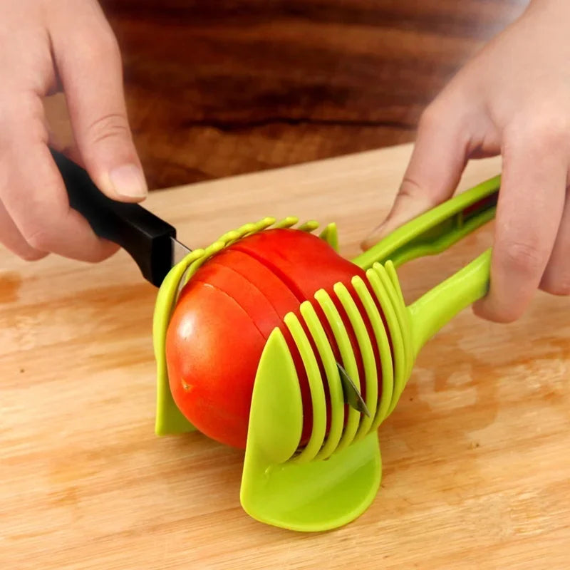 Fatiador de limão laranja portátil de cozinha em aço inoxidável, clipe de corte de tomate, fatiador de frutas — foto 1