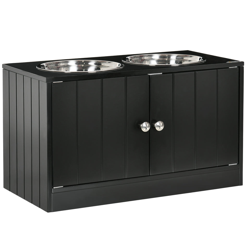 Comedouro Elevado para Cães com 2 Tigelas de Aço Inoxidável e Espaço de Armazenamento Oculto 60x30x35,5 cm Branco — foto 1