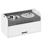 Comedouro Elevado para Cães com Armário de Armazenamento 2 Tigelas com Anéis Antiderrapantes 60x30x35,5cm Branco — foto 1