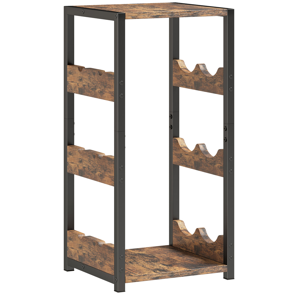 Suporte para 6 Garrafas Casier para Vinhos com Prateleiras Onduladas 22x24x49,2 cm Castanho Rústico — foto 1