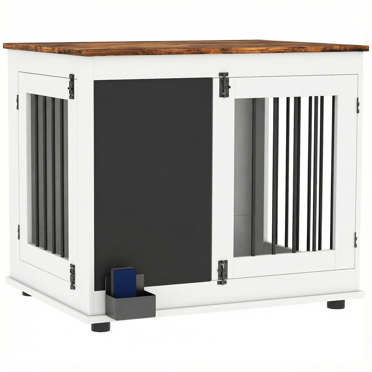 Canil para cães canil interior com 2 portas quadro-negro para cães de porte médio 20 kg 80 x 60 x 70 cm branco — foto 1