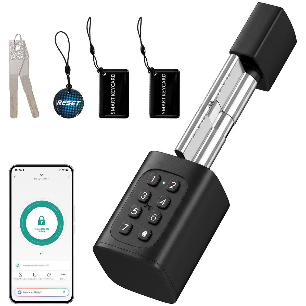 Fechadura Inteligente 5 em 1 com Impressão Digital, App Tuya, Bluetooth, Código, Cartão NFC/RF e Chave, Códigos Temporários — foto 1