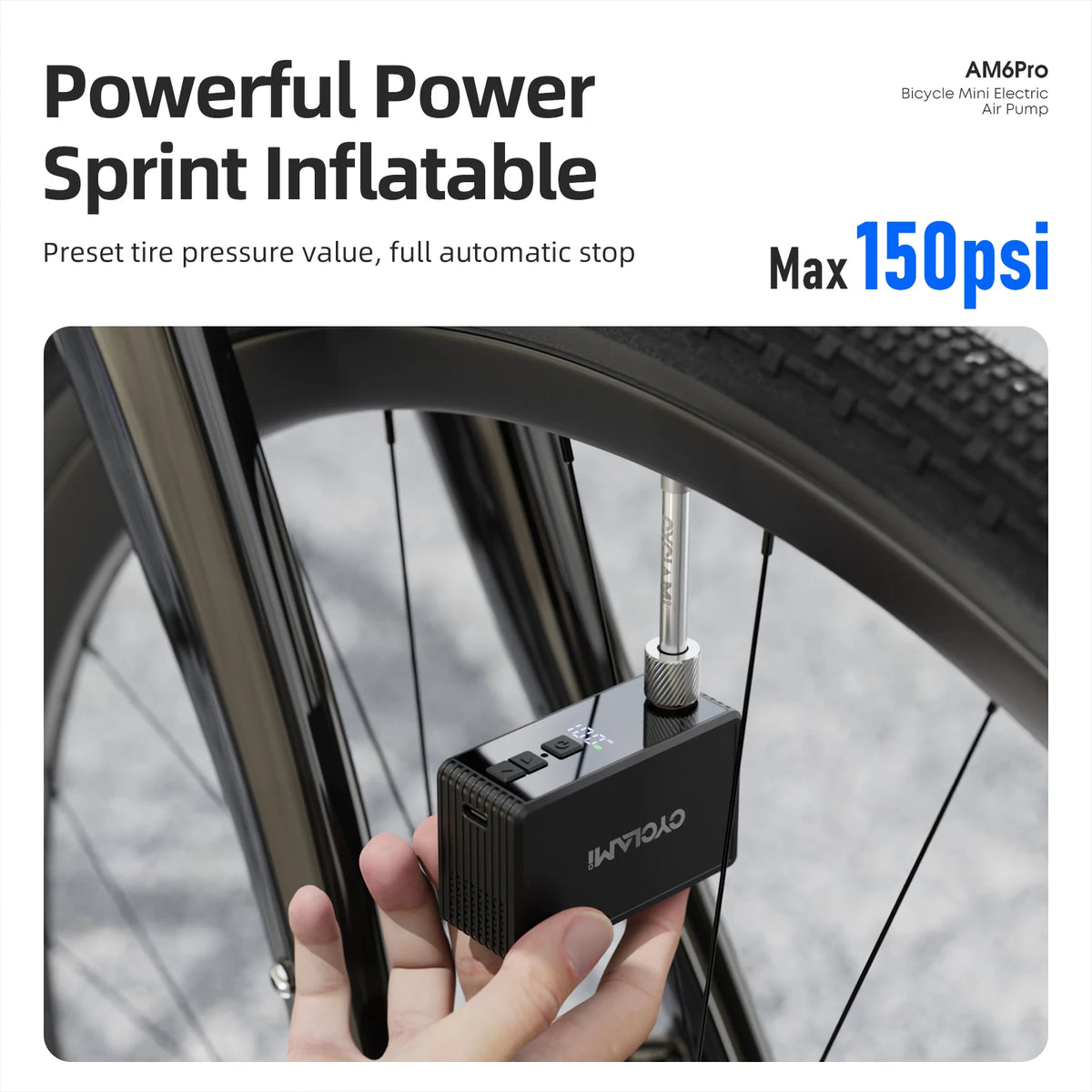 Bomba de ar elétrica portátil para pneus de bicicleta — foto 3