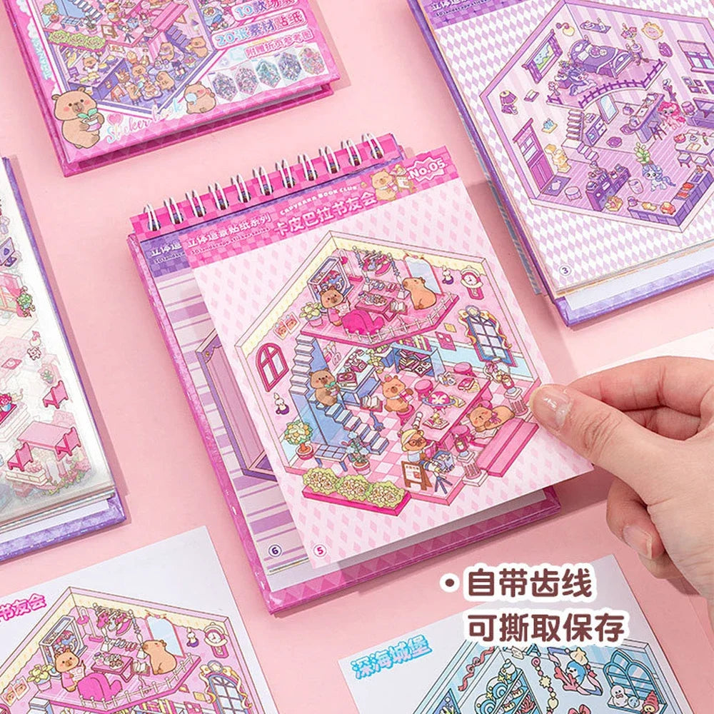 Papel 30 peças 3d empilhamento tridimensional adesivos de cena em miniatura cenário livro adesivo meninas — foto 2
